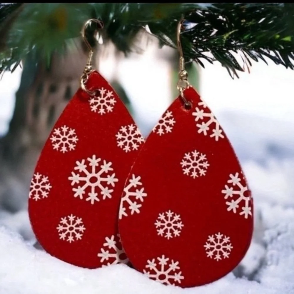 Christmas Faux Leather Earrings